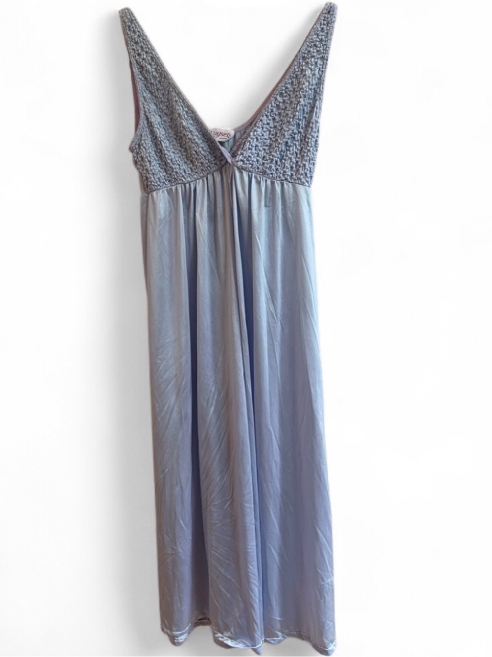 Kayser Vintage Textured Bodice Nylon Coquette Prairie Fairy Nightgown Dress